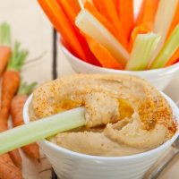 Fresh Hummus Dip With Raw Carrot And Celery