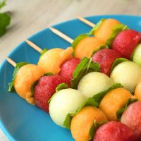 Melon-Balls-with-Basil-Mint-Dressing