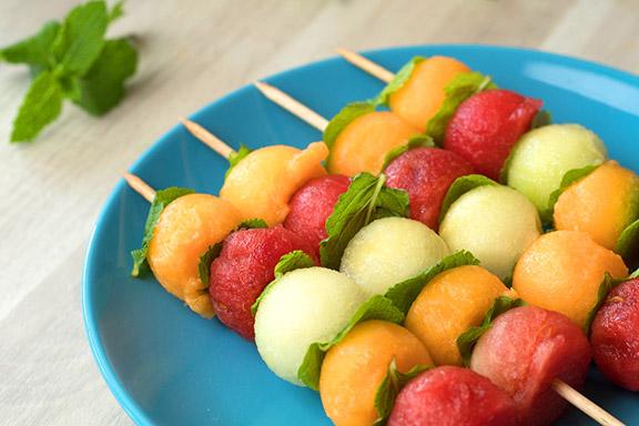 Melon-Balls-with-Basil-Mint-Dressing